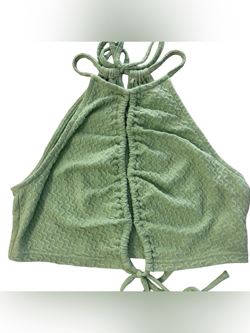 Elodie Light Green Knit Halter Crop Top